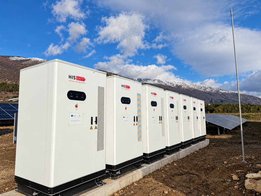 HISbatt battery storage cabinets at a solar installation